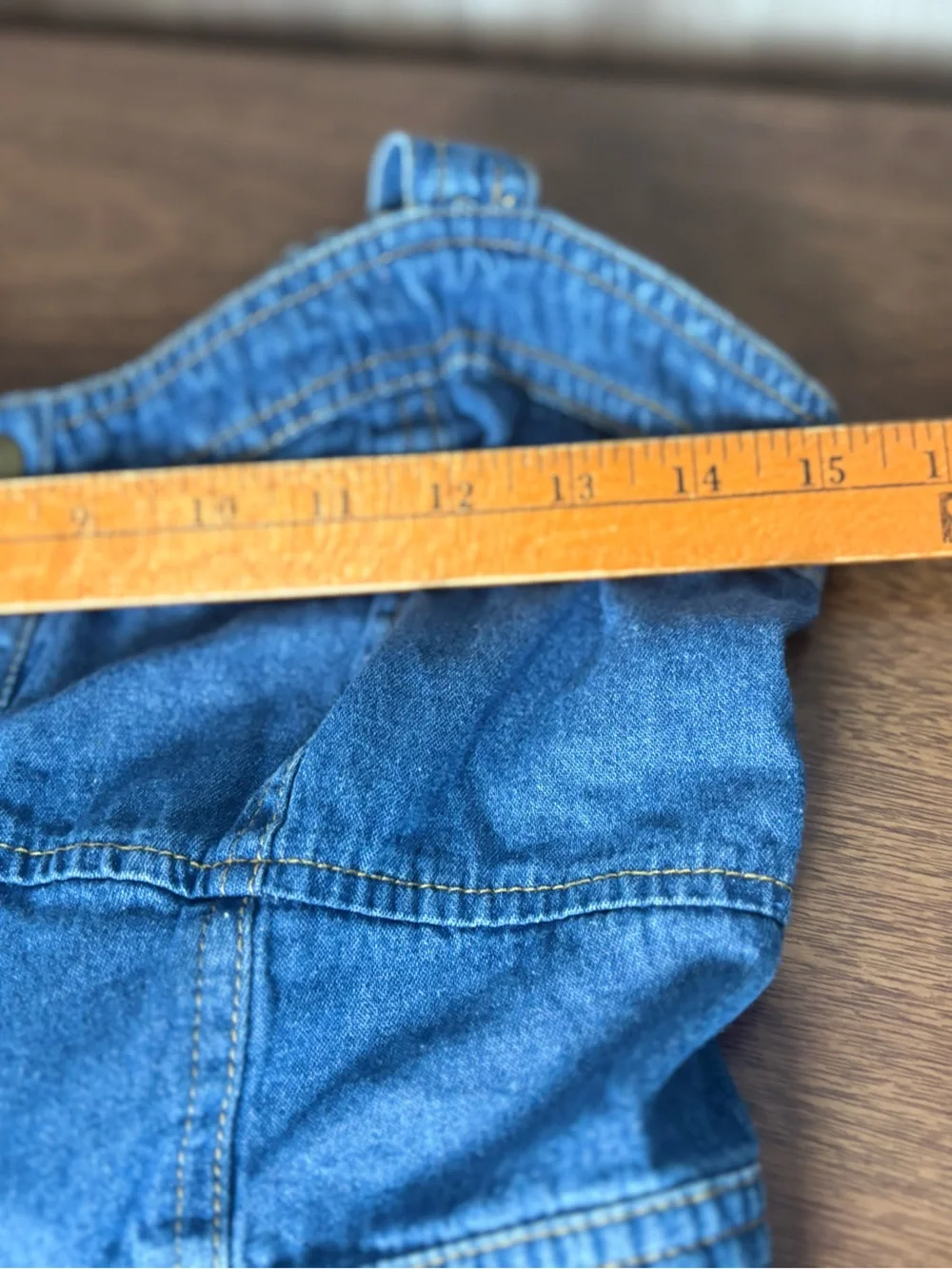 Japna Denim Button-Front Crop Top Blue Sleeveless Summer Shirt Size Large - Picture 6 of 6